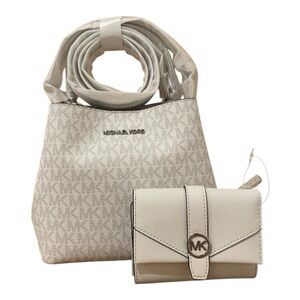 Michael Kors Bag Set  Medium Signature Logo Shoulder Bag with Matching Wallet.